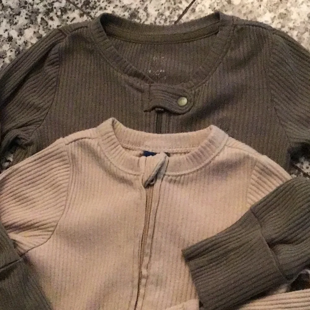 Ribbed Zip-Front kids one-piece pajamas